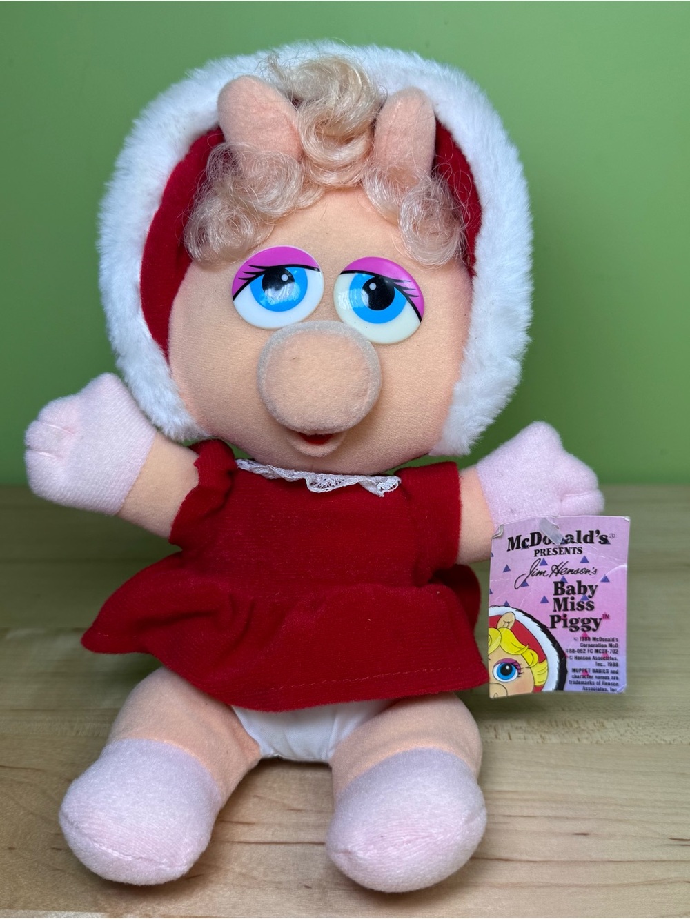 Vintage 1987 McDonald's Muppet Babies Jim Henson Baby Miss Piggy Christmas Plush